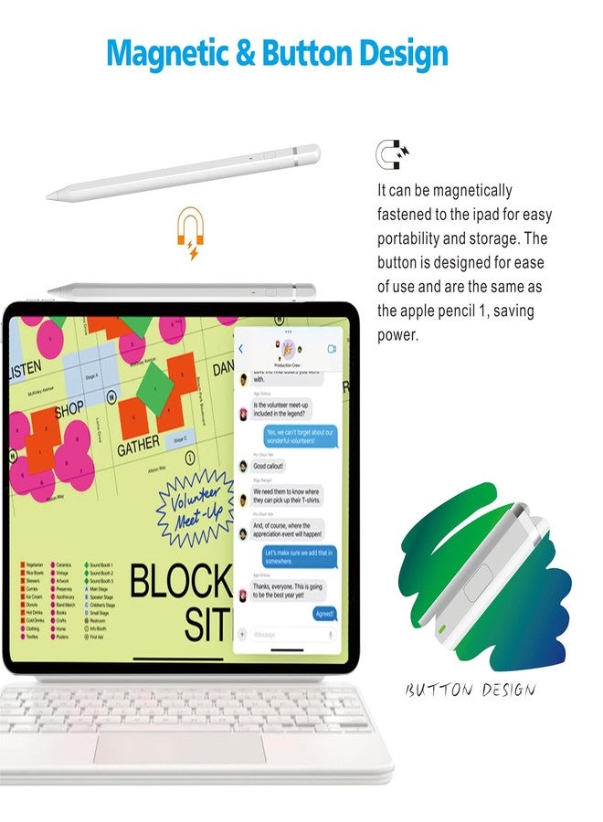 Milikilo iPad Pencil 1st Generation, iPad Pen USB C with Fast Charge, Magnetic Tilt Sensitivity and Palm Rejection Pencil for iPad, Stylus Pen for iPad Pro, iPad Mini, iPad Air, iPad 2018-2024 - Image 4