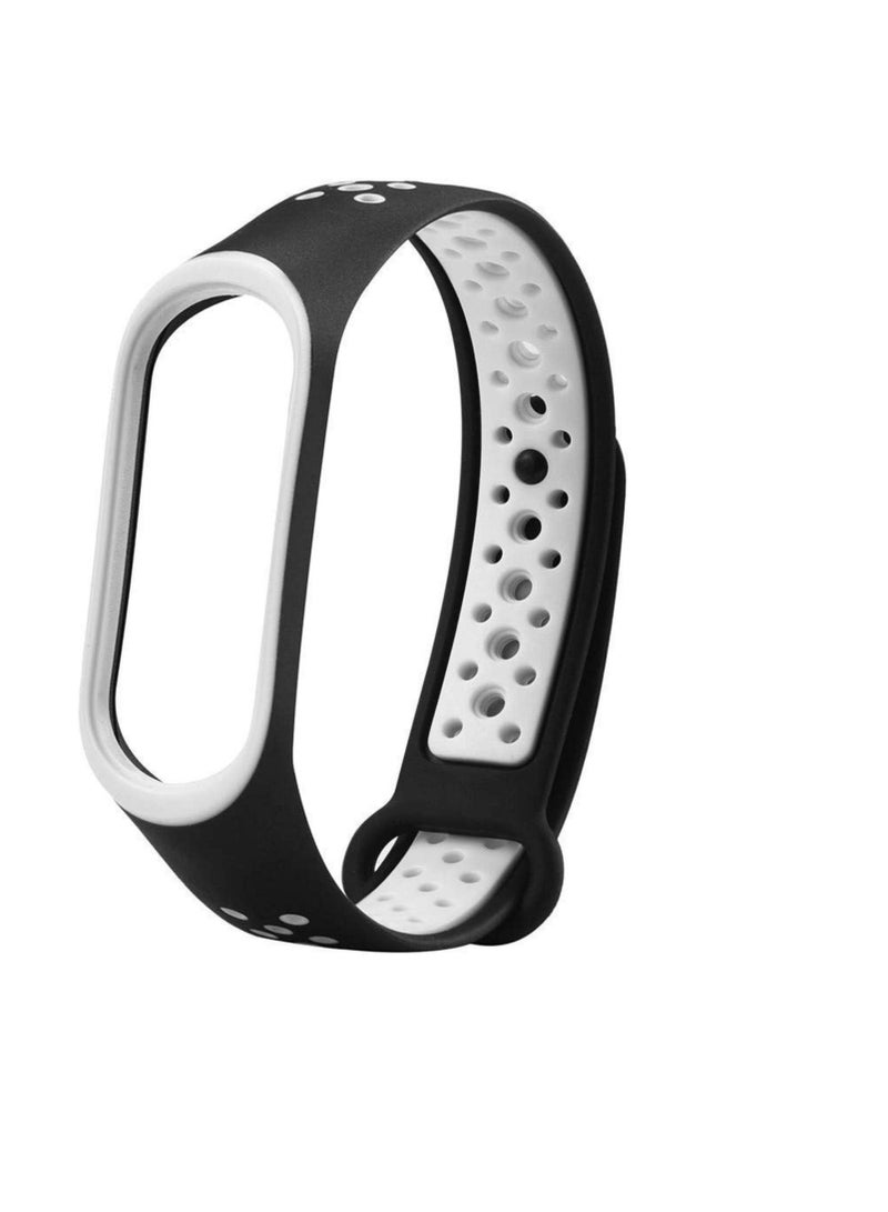 Sport Silicone Bracelet Strap Band For Xiaomi Mi Band 3/4 Breathable Strap Replacement M3 M4 Plus Bracelet - Black & White - Image 1