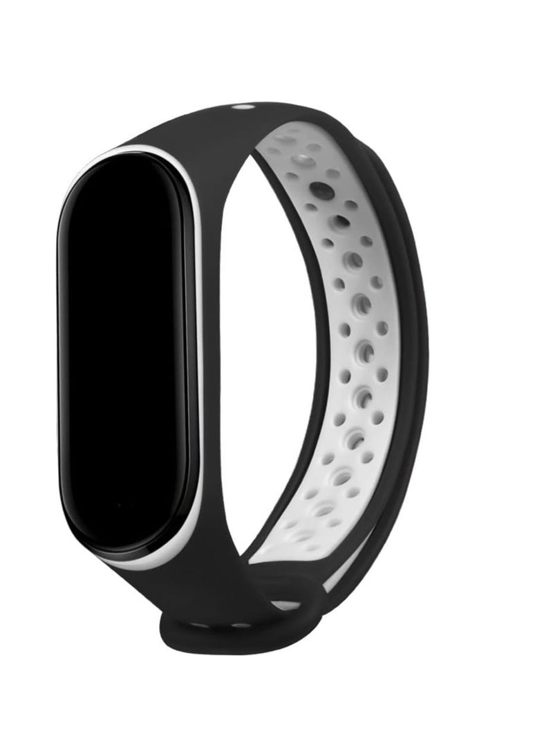 Sport Silicone Bracelet Strap Band For Xiaomi Mi Band 3/4 Breathable Strap Replacement M3 M4 Plus Bracelet - Black & White - Image 2