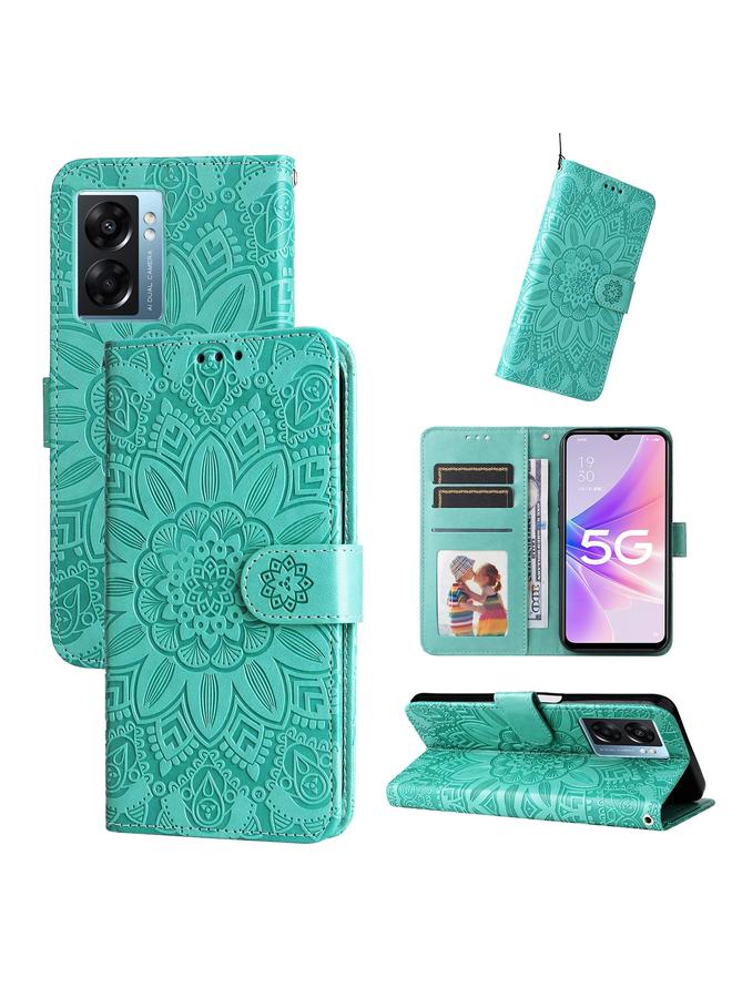 S-TOP Case For OPPO A57 5G / Realme V23 Embossed Sunflower Leather Phone Case - Image 1