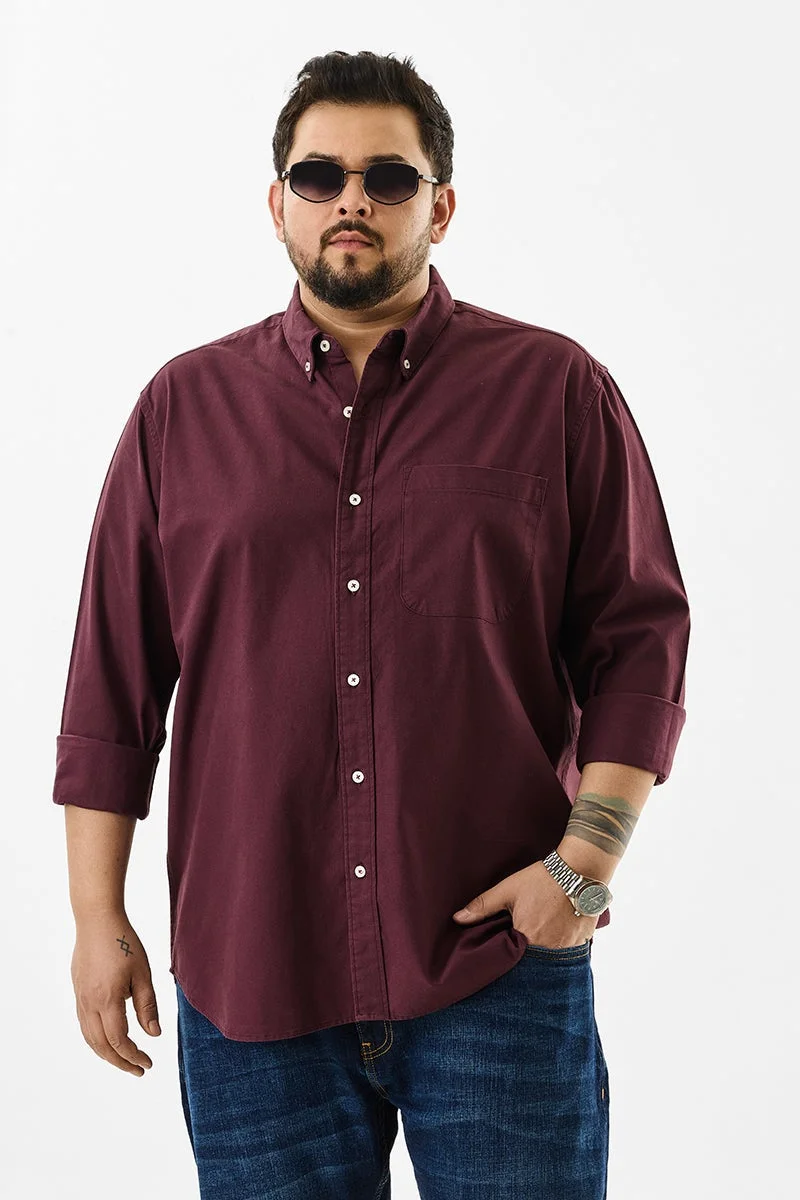 سنيتش Lucia Maroon Plain Plus Size Shirts