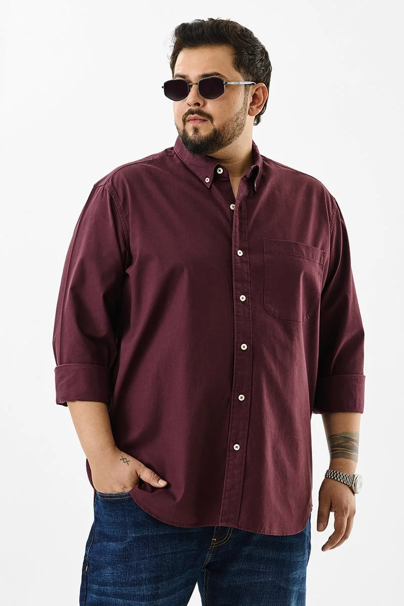 سنيتش Lucia Maroon Plain Plus Size Shirts