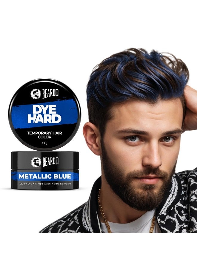 BEARDO Dye Hard Temporary Hair Color - Metallic Blue, 25G | Lasts One Wash | Diy Instant Hair Color For Men| No Bleach, No Ammonia, No Damage - Image 1