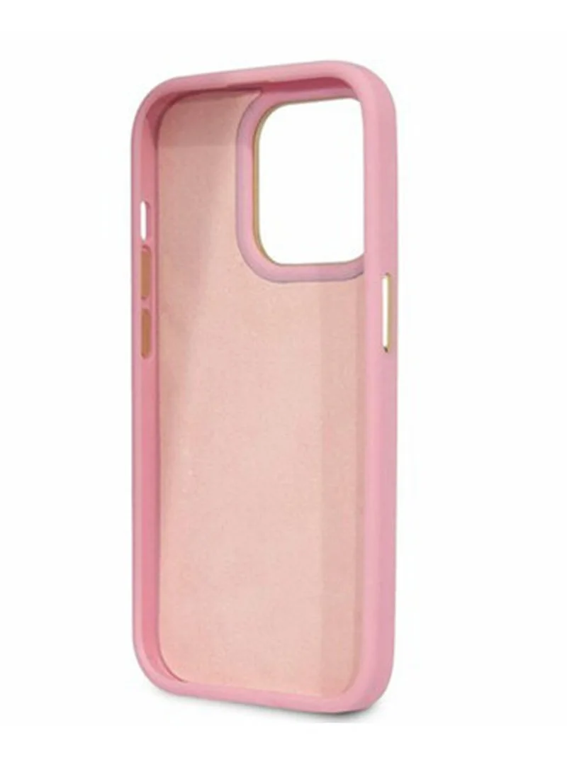 GUESS iPhone 16 Pro Max PU Croco Hard Case with Script Logo / Slim Profile/ Easy Snap-On/ Comfortable Grip - Pink