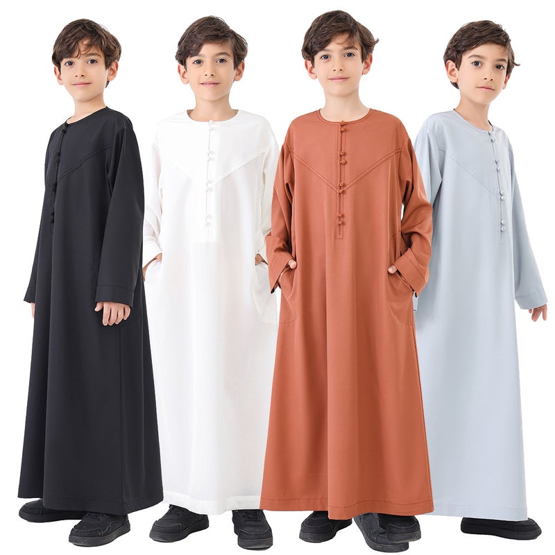 Boys' Ethnic Dress with Round Neck and Handmade Knot Buttons TH887 - Image 1