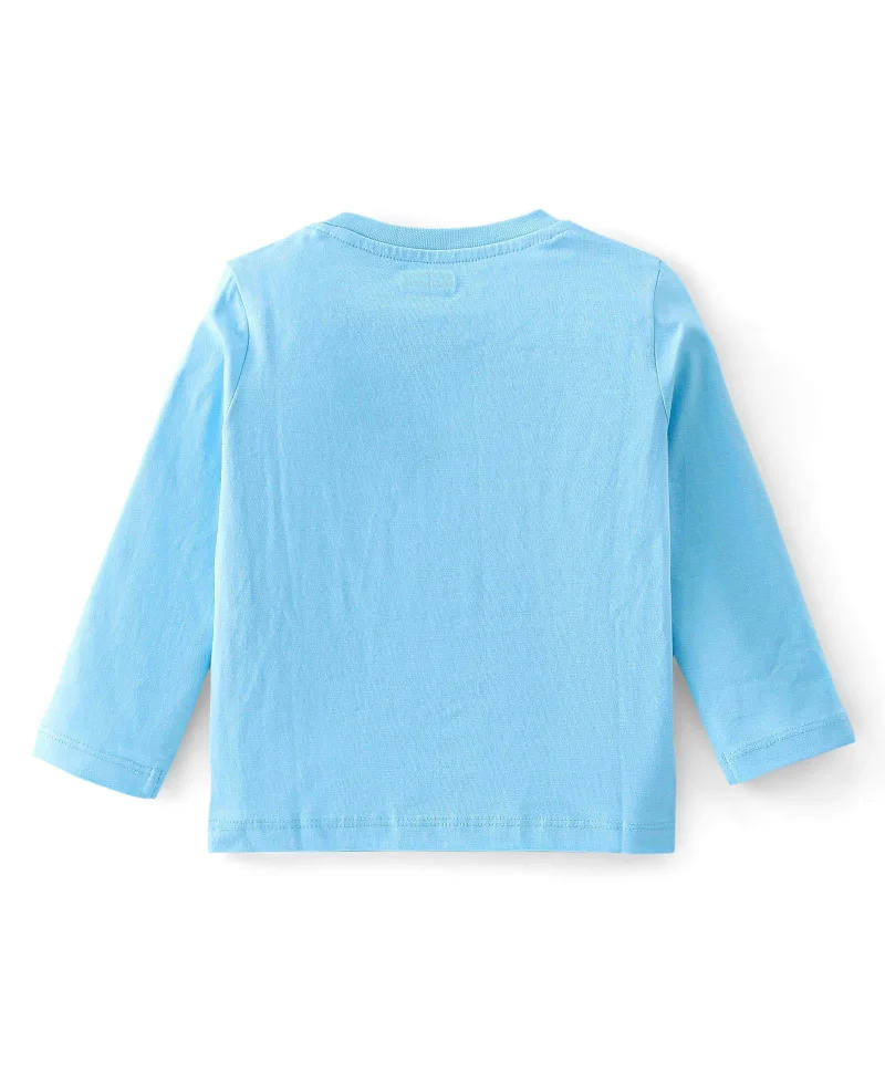 babyhug Babyhug Cotton Knit Full Sleeves Dino Graphic T-Shirt - Blue