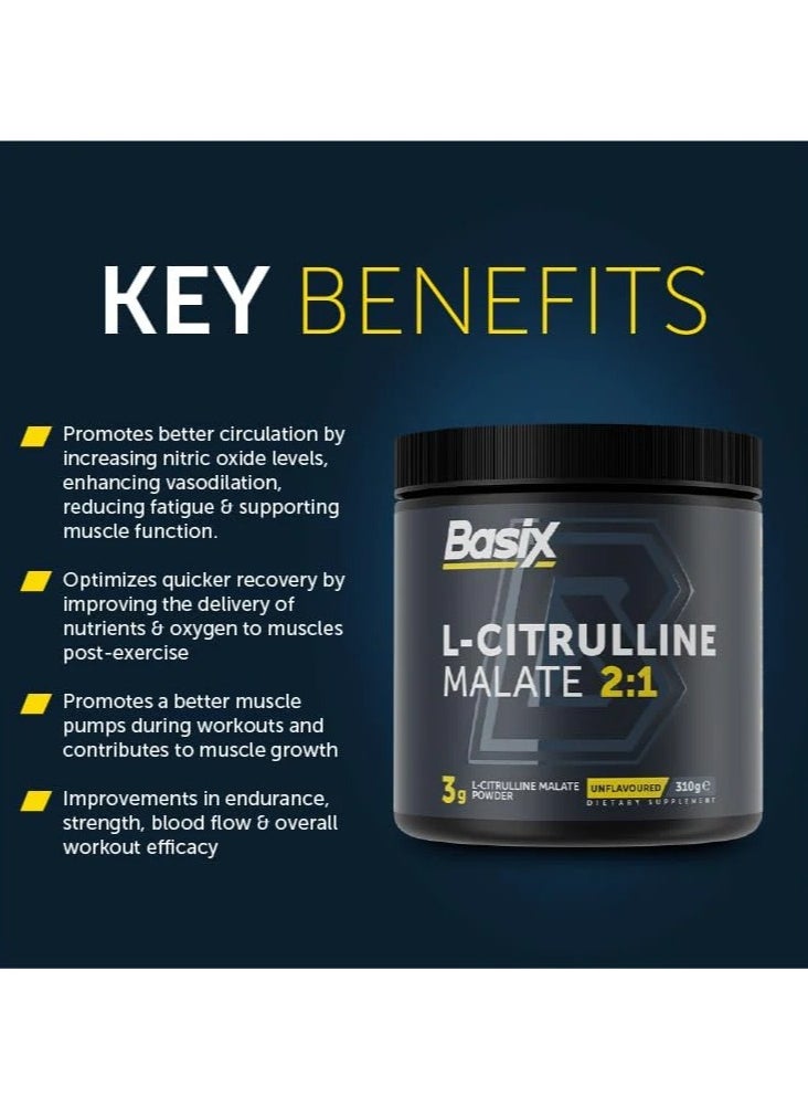 Basix - L-Citrulline Malate 2:1 For Faster Recovery - Unflavoured - (310g) - Image 1