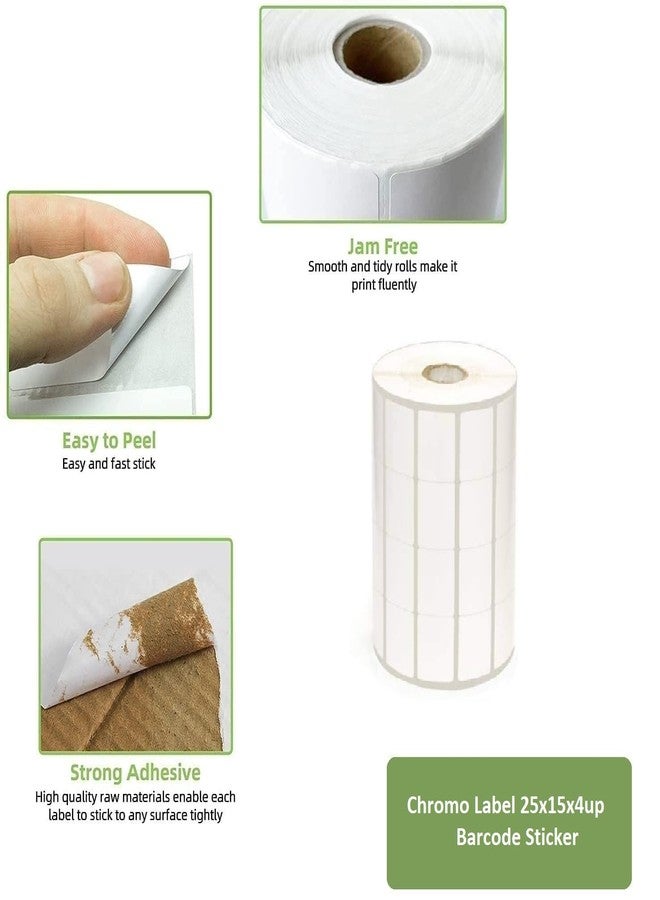 True-Ally ملصقات باركود True-Ally 25x15 (Chromo) - 25 مم × 15 مم - 4 عبوات - 10000 ملصق/لفة - ملصق أبيض ذاتي اللصق للباركود (يلزم وجود شريط) (عبوة من 10) - Image 2