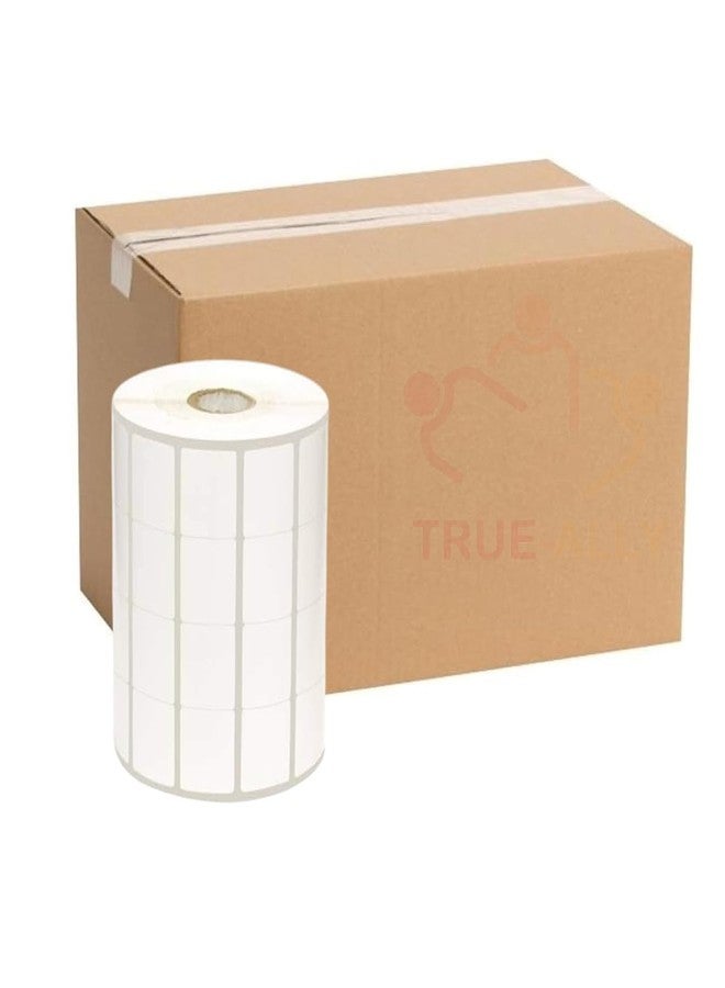 True-Ally ملصقات باركود True-Ally 25x15 (Chromo) - 25 مم × 15 مم - 4 عبوات - 10000 ملصق/لفة - ملصق أبيض ذاتي اللصق للباركود (يلزم وجود شريط) (عبوة من 10) - Image 1