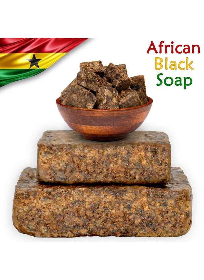 Plant Guru Raw African Black Soap Bar 5 oz. - 100% Pure Natural From Ghana. Acne Treatment, Aids Against Eczema & Psoriasis, Dry Skin, Scars and Dark Spots. Great For Pimples, Blackhead, Face & Body Wash.  - Image 2
