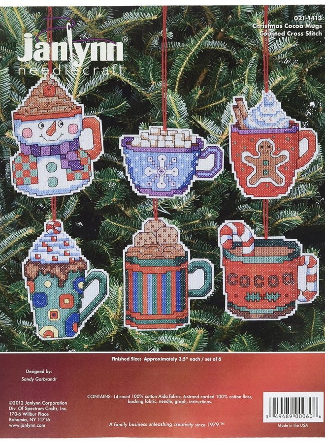 Janlynn Counted Cross Stitch Kit, Coca Mug Ornaments,Brown - Image 1