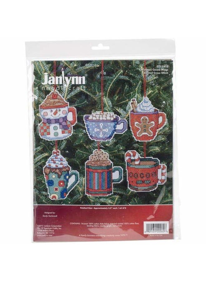 Janlynn Counted Cross Stitch Kit, Coca Mug Ornaments,Brown - Image 3