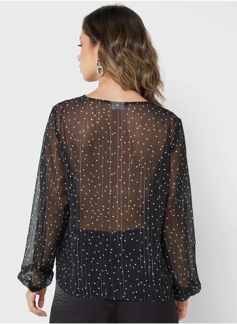 Jacqueline de Yong V-Neck Printed Top  - Image 3