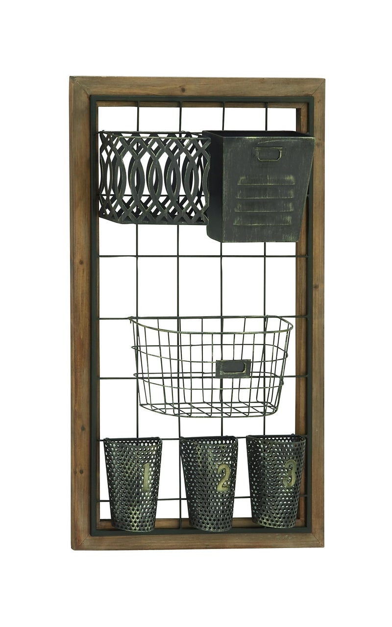 Deco 79 Woodland Imports Multipurpose Metal Wood Wall Storage