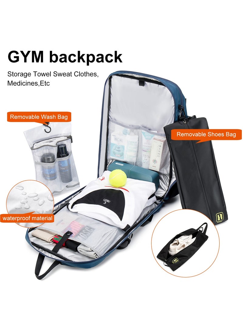 ARCTIC HUNTER Durable Gym Sports Backpack Water Resistant 18.5 Inch Casual Daypack with Luggage Trolley Carry Belt and Built in USB Jack for Men B00391-XD Blue  - Image 5
