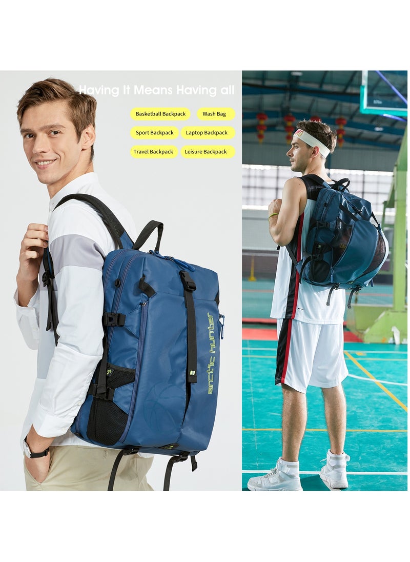 ARCTIC HUNTER Durable Gym Sports Backpack Water Resistant 18.5 Inch Casual Daypack with Luggage Trolley Carry Belt and Built in USB Jack for Men B00391-XD Blue  - Image 4