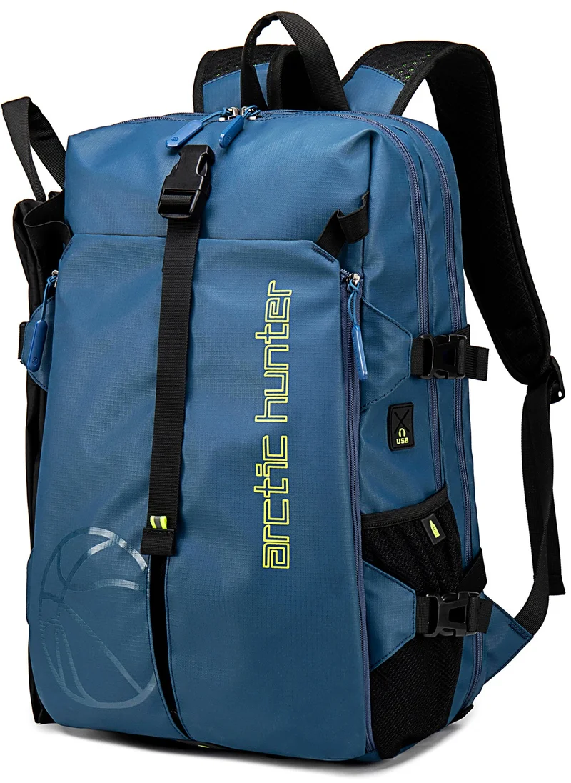 أركتيك هانتر Durable Gym Sports Backpack Water Resistant 18.5 Inch Casual Daypack with Luggage Trolley Carry Belt and Built in USB Jack for Men B00391-XD Blue