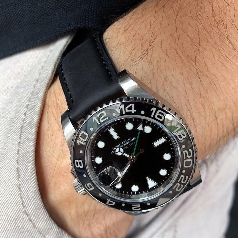 Ritche Genuine 18mm Black Leather Watch Bands Top Grain Classic Vintage Quick Release Leather Watch Strap, White Elephant Gifts, Stocking Stuffers for Men, Father's Day gifts - Image 3