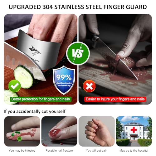 MAD SHARK Chef Finger Guards for Cutting with Gift Box, 2pcs Premium 304 Stainless Steel Finger Protectors for Cutting, Slicing and Chopping Vegetables, Fruits and Meat, Avoid Hurting Kitchen Tools - Image 4