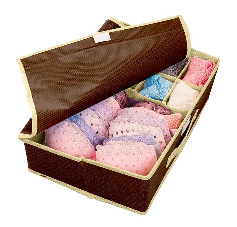 Kuber Industries Kuber Industries Multipurposes Non Woven Drawer Organizer/Foldable Storage Box (Brown)  - Image 2