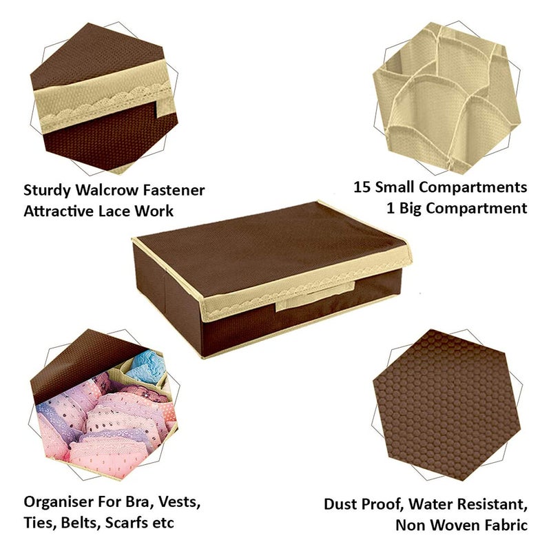 Kuber Industries Kuber Industries Multipurposes Non Woven Drawer Organizer/Foldable Storage Box (Brown)  - Image 4