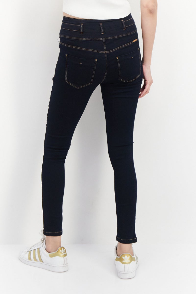 VERO MODA Women Slim Fit Textured Stretchable Jeans,Blue - Image 4