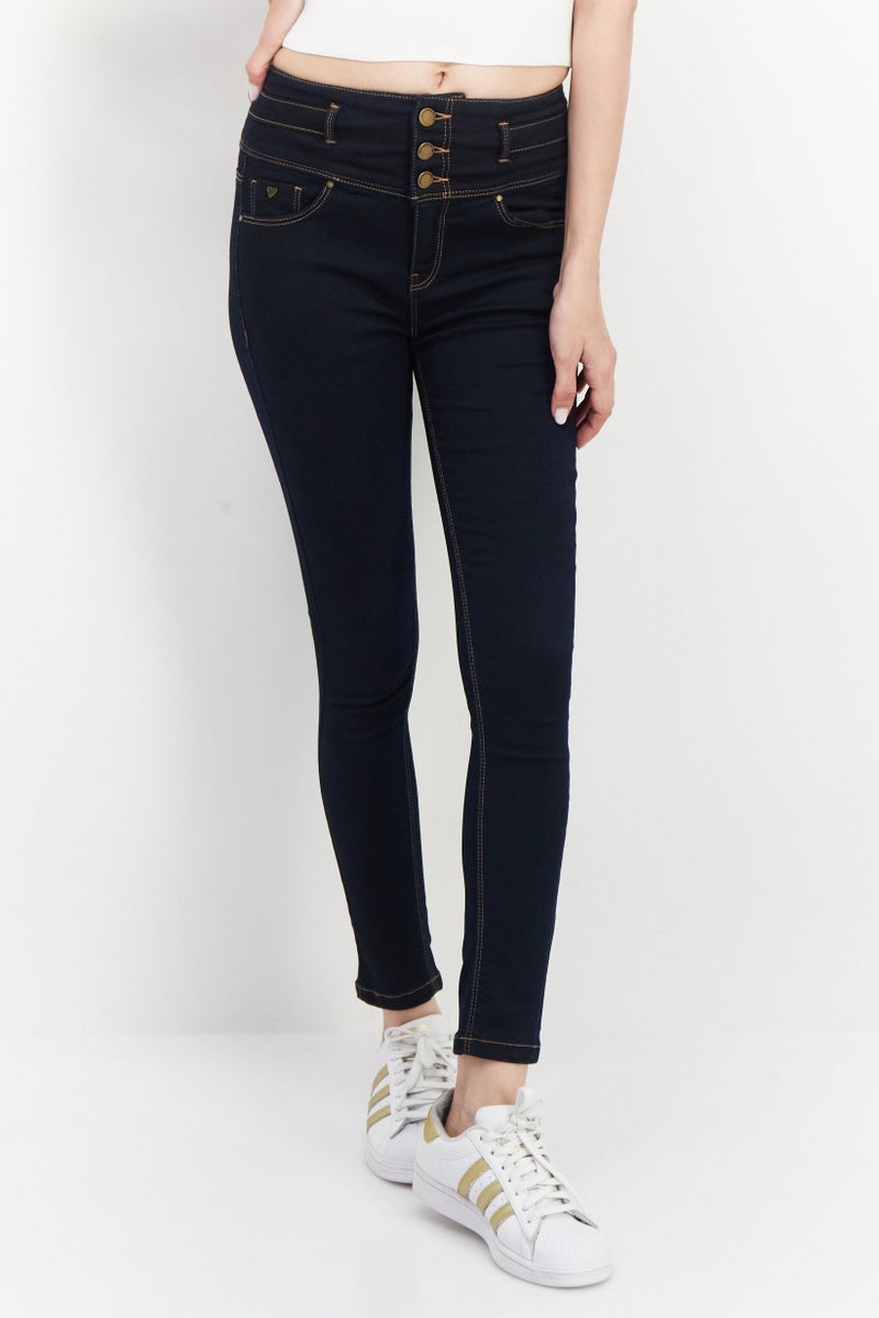 VERO MODA Women Slim Fit Textured Stretchable Jeans,Blue - Image 1