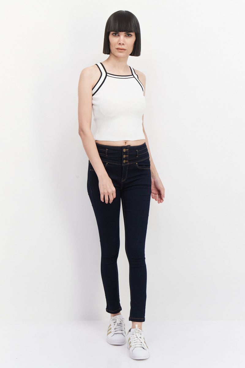 VERO MODA Women Slim Fit Textured Stretchable Jeans,Blue - Image 3