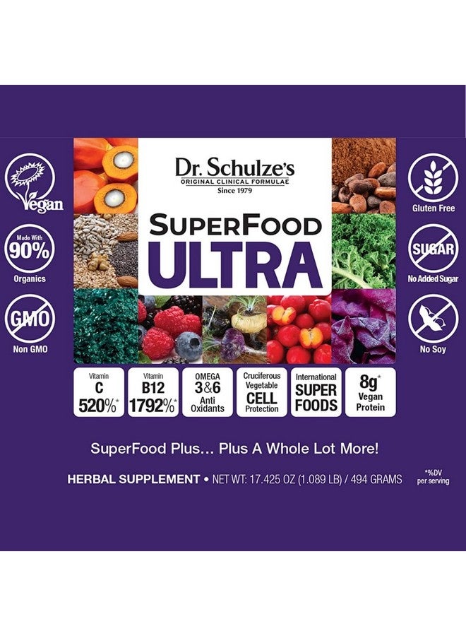 Dr. Schulze's SuperFood Ultra | Organic Super Food Powder | Vitamin B Complex and 520% Vitamin C | May Help Boost Energy & Improve Fitness | Vegan, Non-GMO & Gluten-Free | 17.4 Oz - Image 3