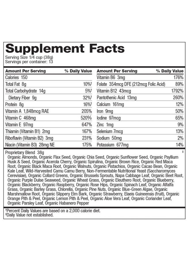 Dr. Schulze's SuperFood Ultra | Organic Super Food Powder | Vitamin B Complex and 520% Vitamin C | May Help Boost Energy & Improve Fitness | Vegan, Non-GMO & Gluten-Free | 17.4 Oz - Image 5