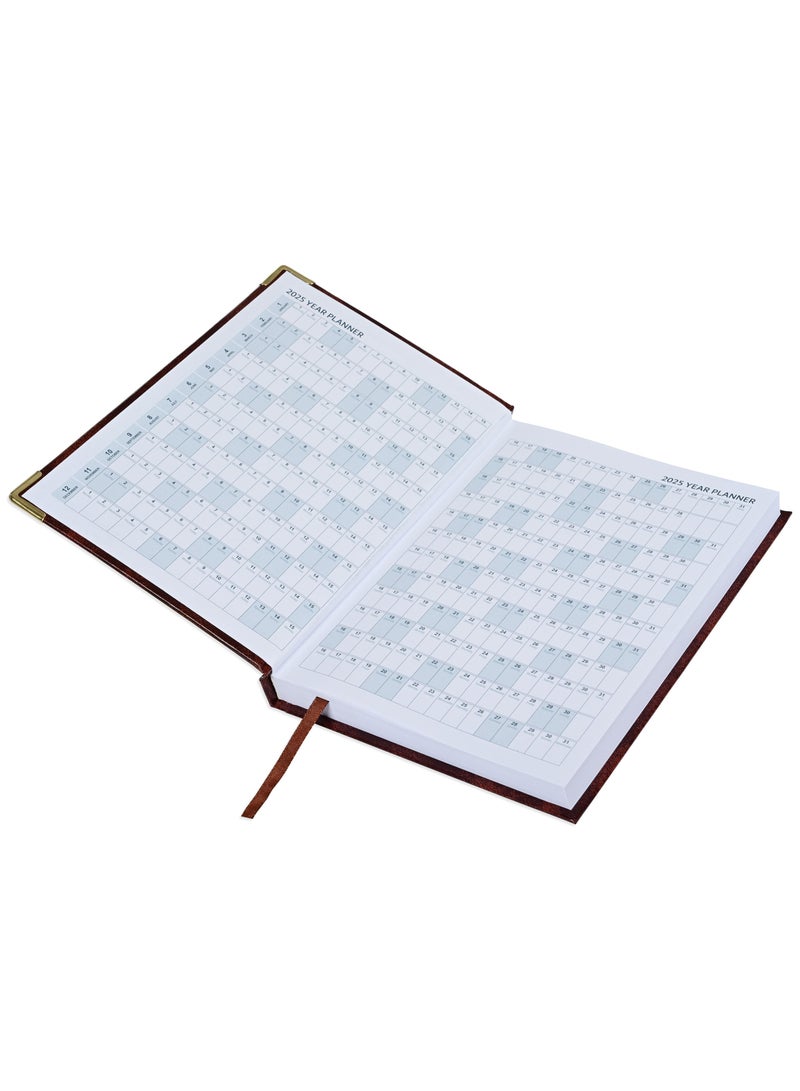 FIS Diary 2025 English (Saturday & Sunday Combined) A5, Brown - FSDI92E25BR - Image 3