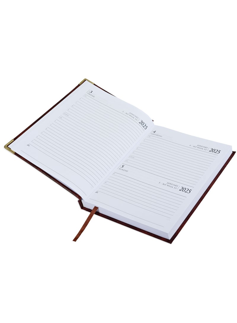 FIS Diary 2025 English (Saturday & Sunday Combined) A5, Brown - FSDI92E25BR - Image 2