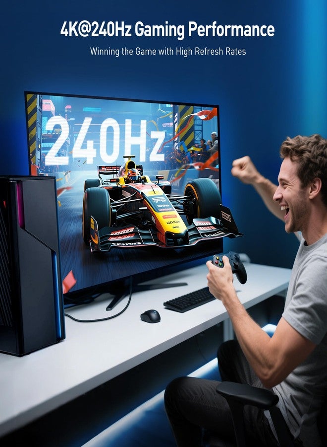 Cable Matters [VESA Certified] 40Gbps DisplayPort 2.1 Cable 2m/6.6ft, DP40 Cable 8K 120Hz, 4K 240Hz in Black with FreeSync, G-SYNC and HDR for Gaming Monitor, PC, RTX 4080/4090, RX 7900 - Image 3