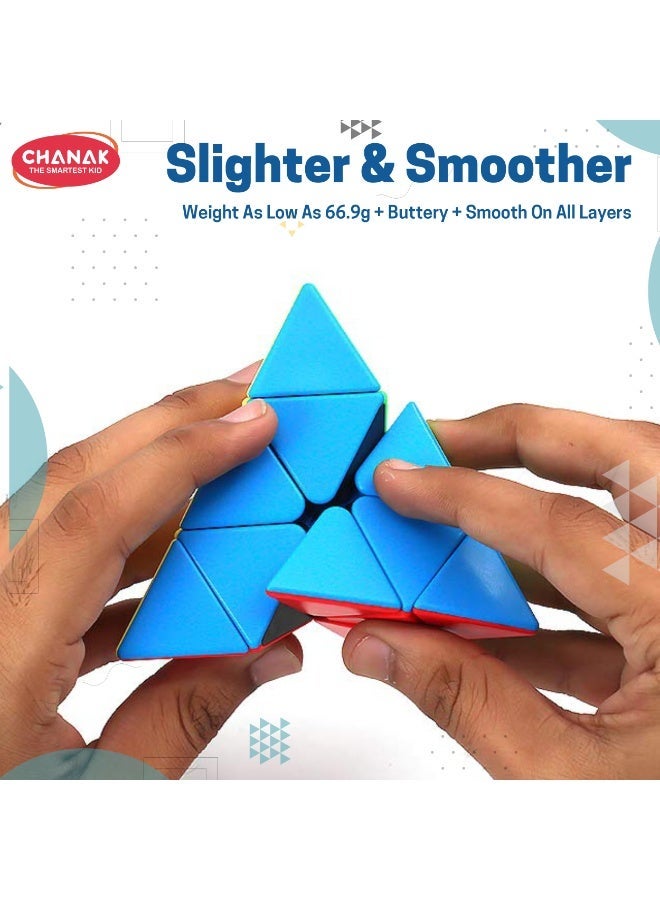 Chanak Speed Pyramid Cube, Stickerless Pyramid Cube, Triangle Pyraminx Cube for Kids - Image 3