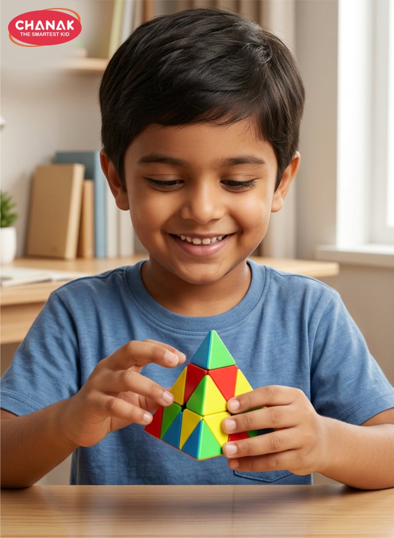 Chanak Speed Pyramid Cube, Stickerless Pyramid Cube, Triangle Pyraminx Cube for Kids - Image 1