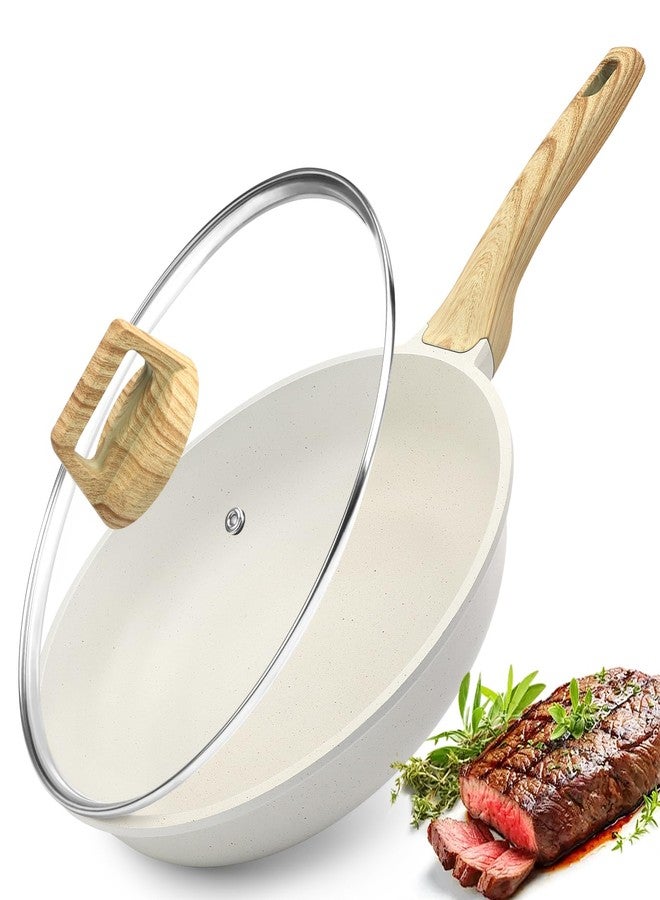 GiPP Nonstick Frying Pan Skillet with Lid - 11" White Granite Non Stick Pans, Omelette Pan with Heat-Resistant Handle, Compatible with All Stovetops, PFOA Free - Image 1