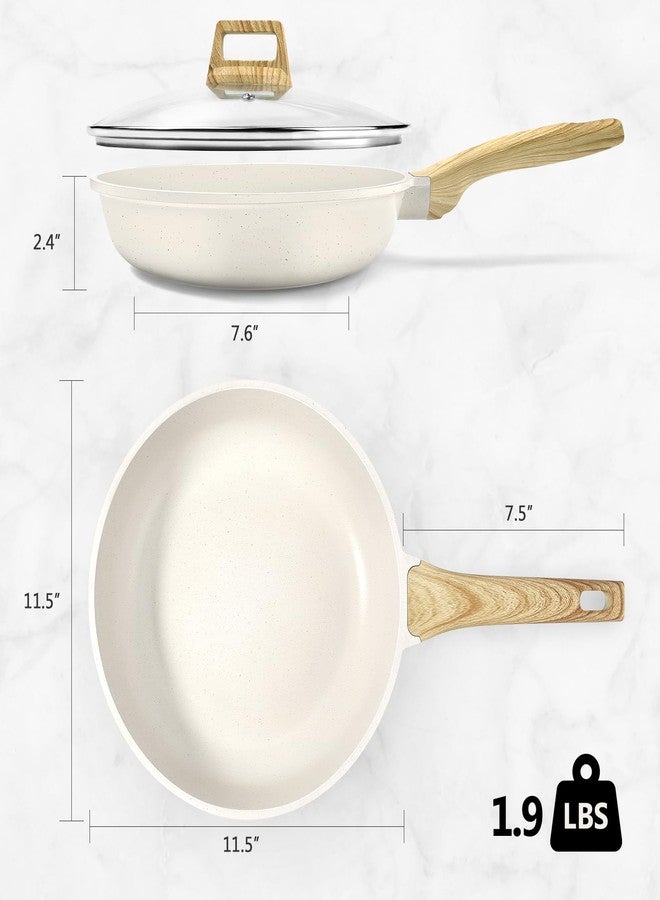 GiPP Nonstick Frying Pan Skillet with Lid - 11" White Granite Non Stick Pans, Omelette Pan with Heat-Resistant Handle, Compatible with All Stovetops, PFOA Free - Image 2