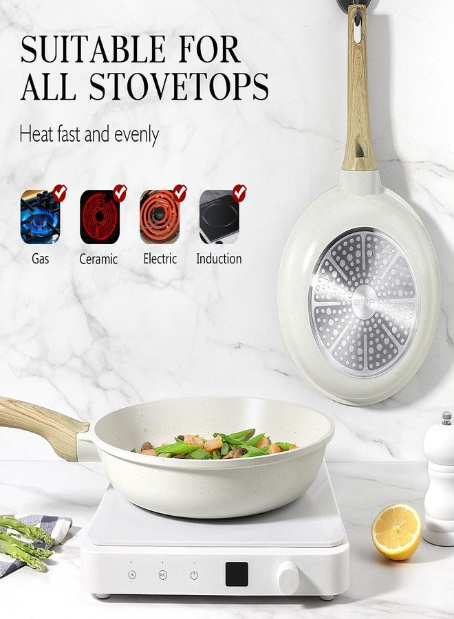 GiPP Nonstick Frying Pan Skillet with Lid - 11" White Granite Non Stick Pans, Omelette Pan with Heat-Resistant Handle, Compatible with All Stovetops, PFOA Free - Image 5