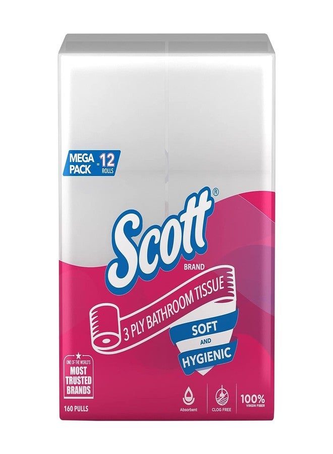 Scott® 3 ply Toilet Paper Tissue Roll, 12 Rolls, 160 Pulls/Roll (Total 1,920 Sheets) (21226) - Image 1