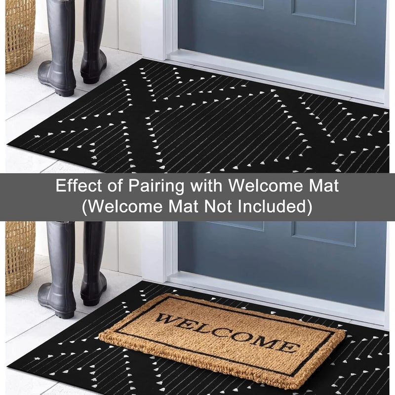 LIVEBOX Black Outdoor Entryway Rug, Washable Boho Porch Rug Cotton Front Door Mat, Moroccan Woven Area Rugs Throw Carpet for Layered Front Door (2.3' x 3.6') - Image 3
