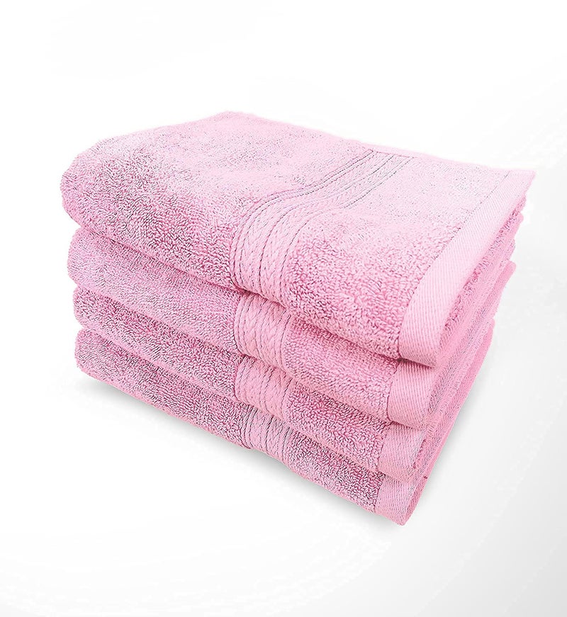 Welfic Bamboo Cotton Thick and Plush Hand, Gym & Workout Towel - Set of 4 (Pink) - Image 1