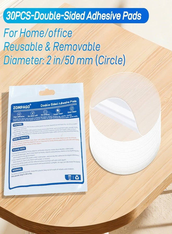 ZOMPAGO 30PCS Heavy Duty Double Sided Adhesive Mounting Circle Tape- Waterproof,Strong Adhesion,Clear, High Strength,No Residue Removability for Hanging,Wall Mounting, Home Decor,Adhesive for Shower - Image 2