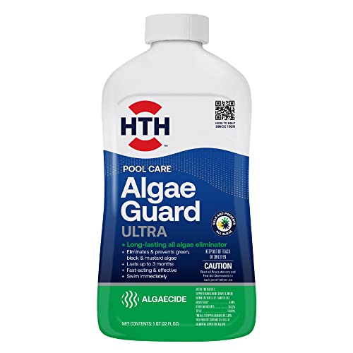 HTH 67089 Swimming Pool Care Algae Guard Ultra, Swimming Pool Chemical, Long Lasting Formula, 32 fl oz - Image 1