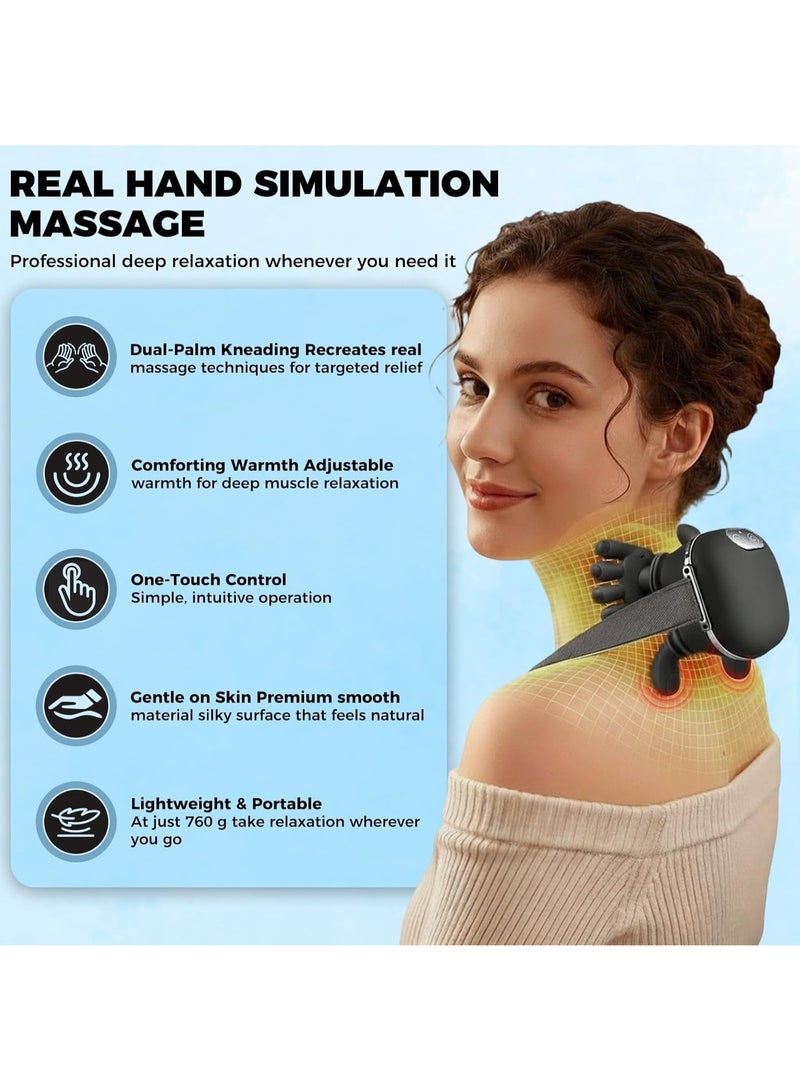 JIHAM Electric Neck and Shoulder Massager With Heat Function Deep Kneading Massage Hands Free Design Rechargeable Portable Massager For Office Workers Drivers Home Use Stress And Pain Relief - Image 4