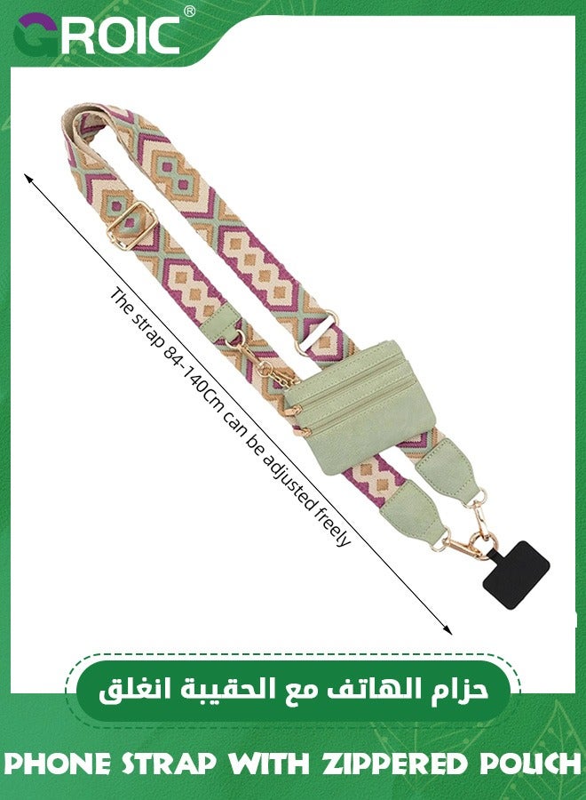 GROIC Phone Strap with Zippered Pouch, Phone Strap Crossbody, Clip and Go Strap for Phone with Wallet Crossbody, Phone Neck Strap, Phone Lanyard Go Ice Chain Strap for Cellphone Case Lanyard (Green)  - Image 2