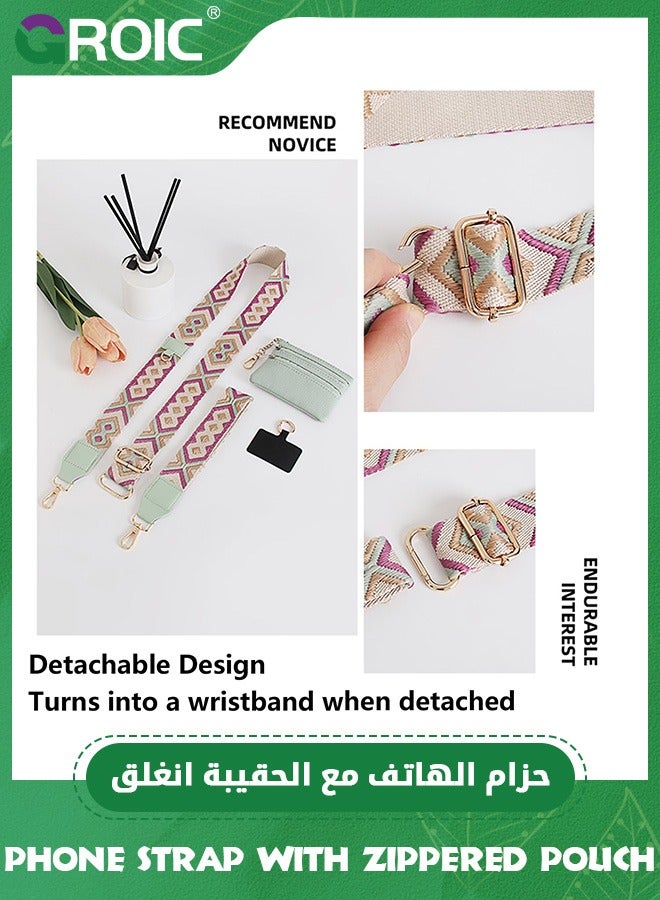 GROIC Phone Strap with Zippered Pouch, Phone Strap Crossbody, Clip and Go Strap for Phone with Wallet Crossbody, Phone Neck Strap, Phone Lanyard Go Ice Chain Strap for Cellphone Case Lanyard (Green)  - Image 5
