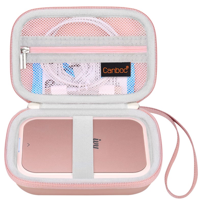 Canboc Hard Case for Canon Ivy 2 1 CLIQ+2 CLIQ 2 Mini Photo Printer Mobile Wireless Bluetooth Instant Camera Printer, Mesh Bag fit Photo Paper Cable, Rose Gold+Rose Gold - Image 1
