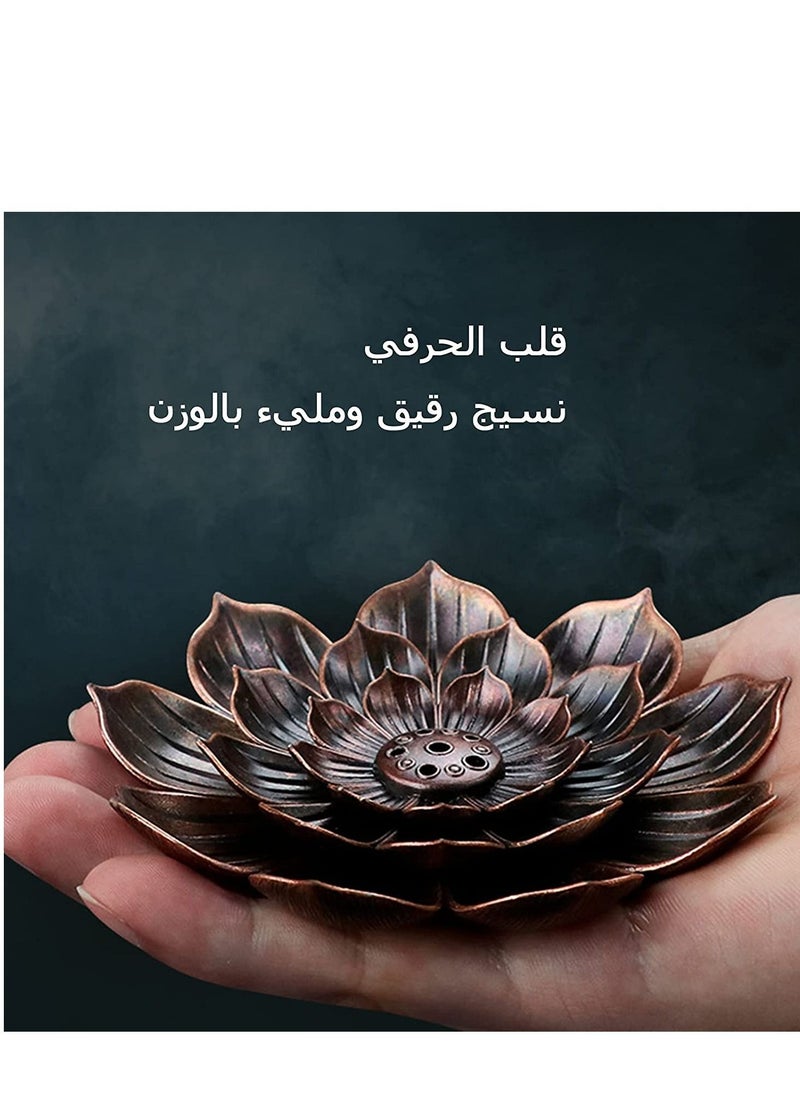 SYOSI - Incense Burner Bowl, Ceramic Handicraft Holder for Sticks, Coil Lotus Ash Catcher Tray Gray, Home Fragrance Accessories - Image 1