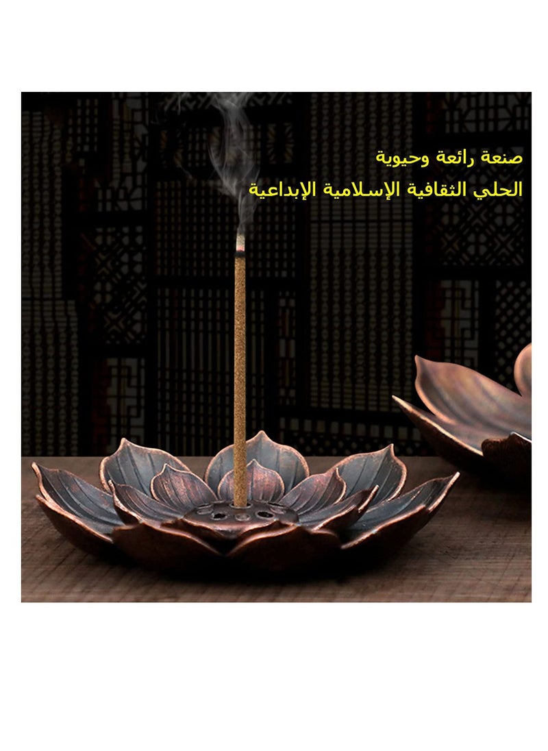 SYOSI - Incense Burner Bowl, Ceramic Handicraft Holder for Sticks, Coil Lotus Ash Catcher Tray Gray, Home Fragrance Accessories - Image 1