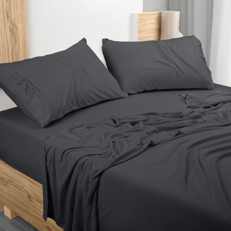 Utopia Bedding Utopia Bedding King Sheet Set - Jersey Knit Sheets 4 Piece King Jersey Sheet Set - Cotton Jersey Sheets - Soft T-Shirt Stretchy Sheets (King  Dark Grey)  - Image 1